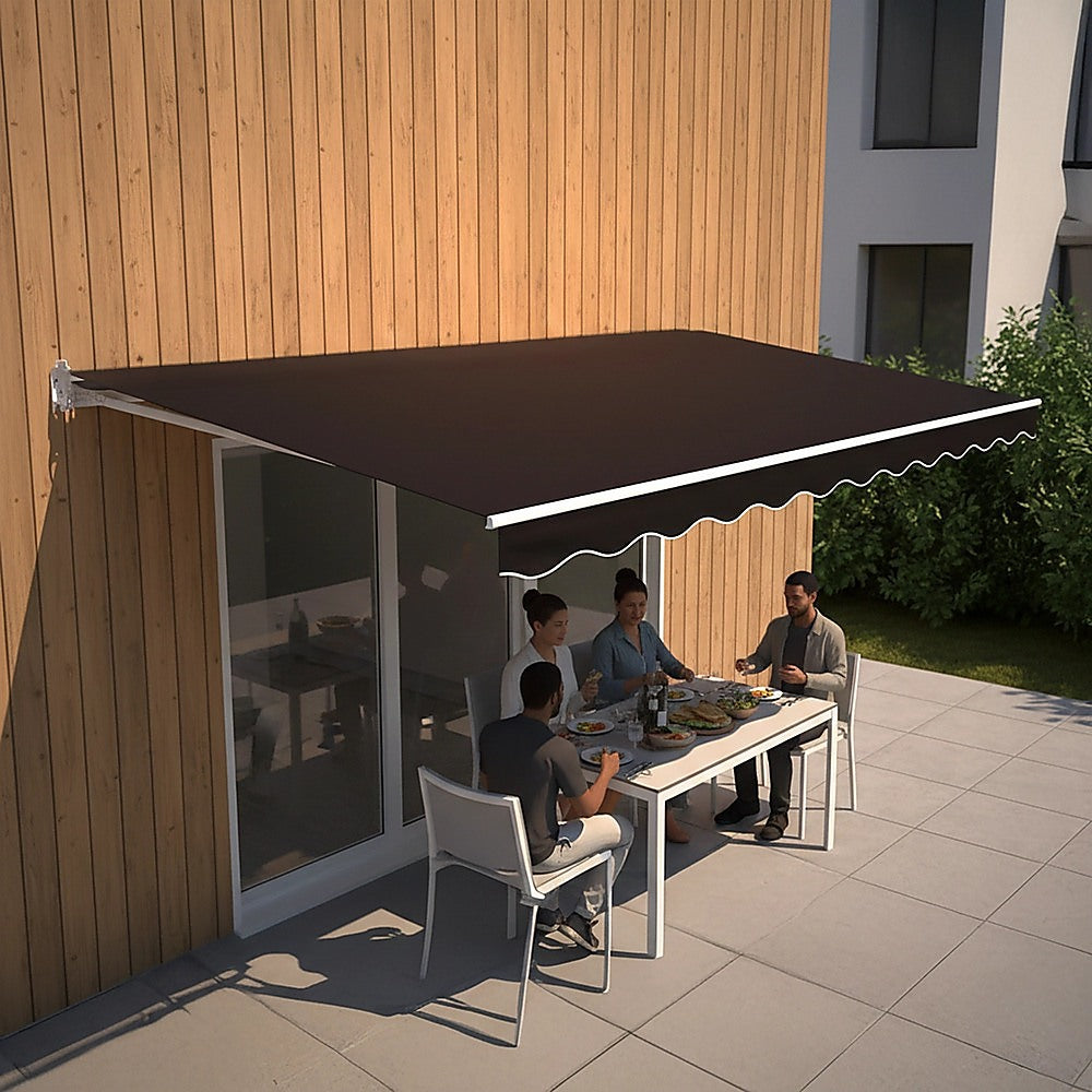 Motorised Outdoor Folding Arm Awning Retractable Sunshade Canopy Black 4.0m x 3.0m V63-842881