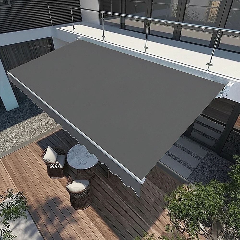 Motorised Outdoor Folding Arm Awning Retractable Sunshade Canopy Grey 5.0m x 2.5m V63-842891