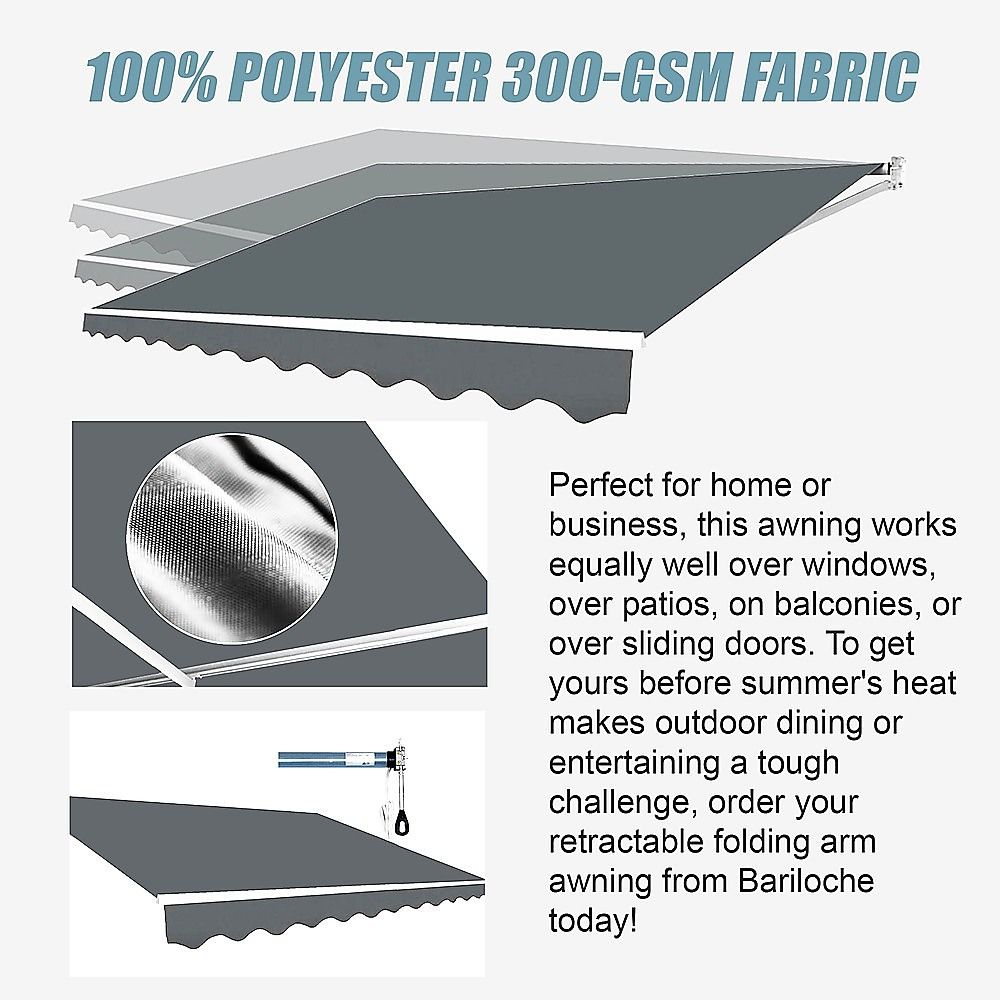 Motorised Outdoor Folding Arm Awning Retractable Sunshade Canopy Grey 5.0m x 2.5m V63-842891