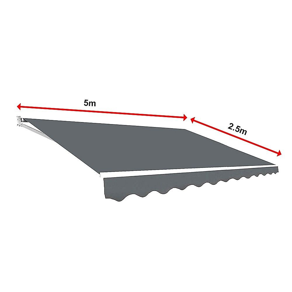 Motorised Outdoor Folding Arm Awning Retractable Sunshade Canopy Grey 5.0m x 2.5m V63-842891