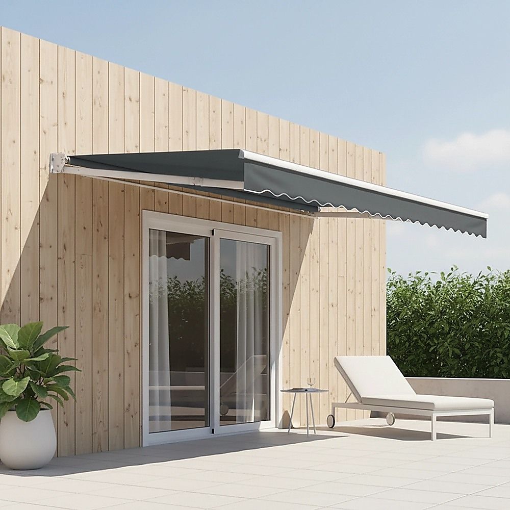 Motorised Outdoor Folding Arm Awning Retractable Sunshade Canopy Grey 5.0m x 3.0m V63-842911