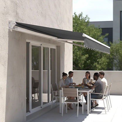 Motorised Outdoor Folding Arm Awning Retractable Sunshade Canopy Grey 5.0m x 3.0m V63-842911