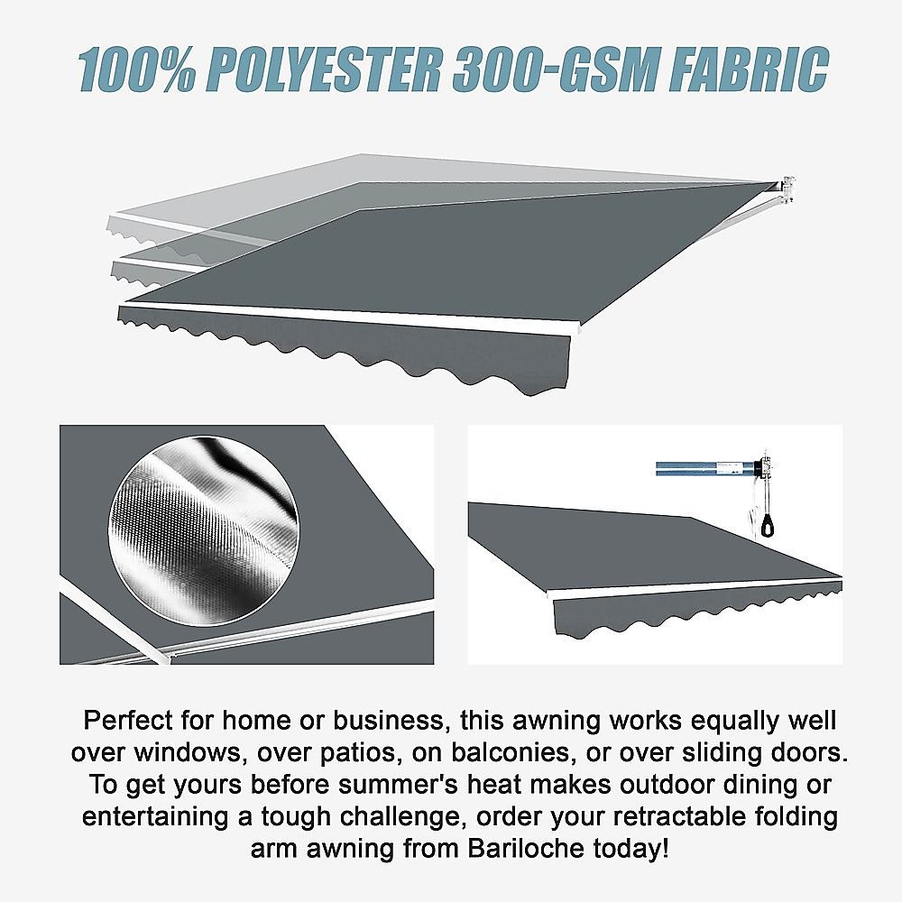 Motorised Outdoor Folding Arm Awning Retractable Sunshade Canopy Grey 5.0m x 3.0m V63-842911