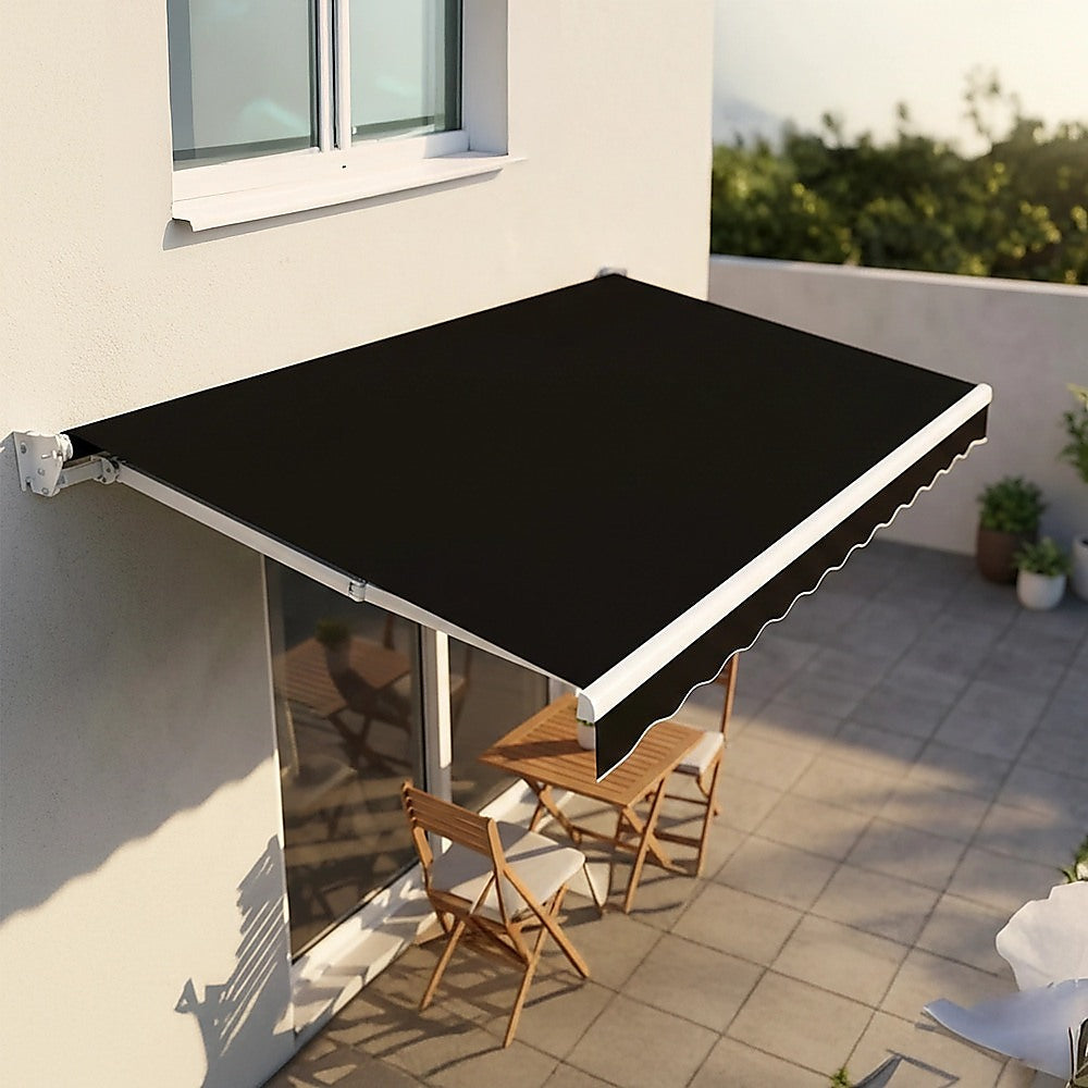 Motorised Outdoor Folding Arm Awning Retractable Sunshade Canopy Black 5.0m x 3.0m V63-842921