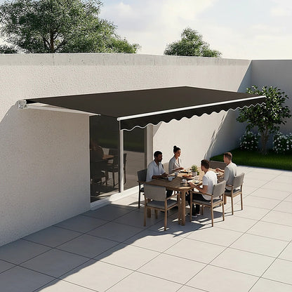 Motorised Outdoor Folding Arm Awning Retractable Sunshade Canopy Black 5.0m x 3.0m V63-842921