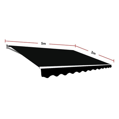 Motorised Outdoor Folding Arm Awning Retractable Sunshade Canopy Black 5.0m x 3.0m V63-842921