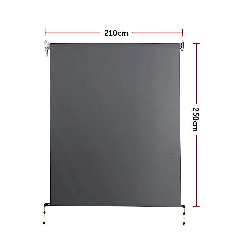 Retractable Straight Drop Roll Down Awning Garden Patio Screen 2.1X2.5M V63-842931