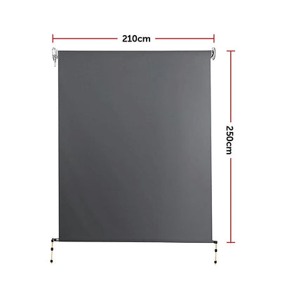 Retractable Straight Drop Roll Down Awning Garden Patio Screen 2.1X2.5M V63-842931