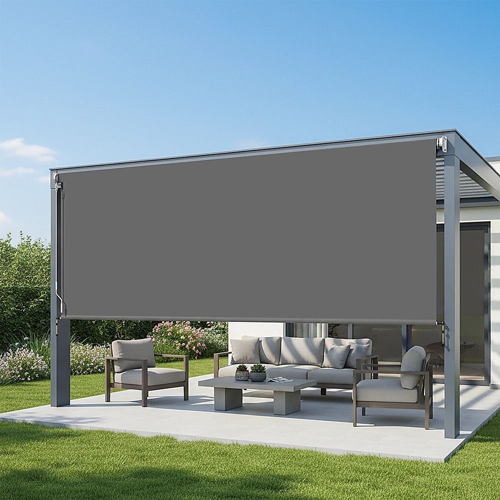 Retractable Straight Drop Roll Down Awning Garden Patio Screen 3.0X2.5M V63-842951