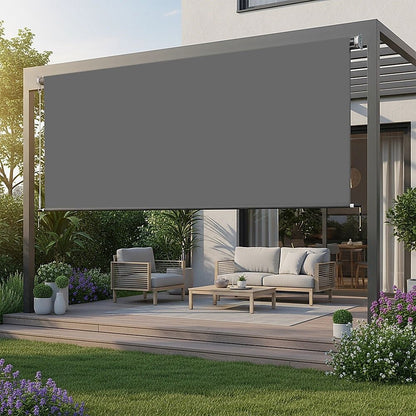 Retractable Straight Drop Roll Down Awning Garden Patio Screen 3.0X2.5M V63-842951