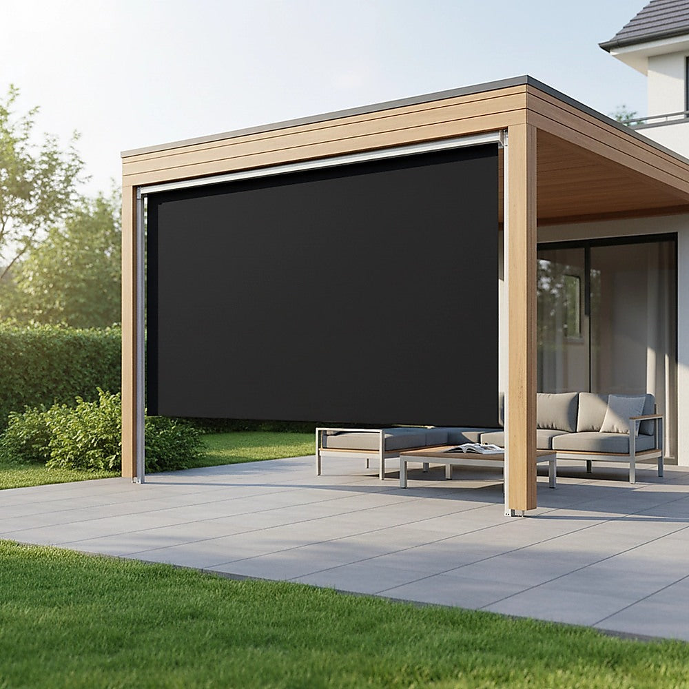 Retractable Straight Drop Roll Down Awning Garden Patio Screen 3.0X2.5M V63-842961