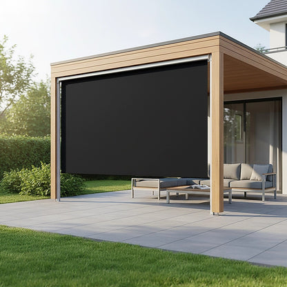 Retractable Straight Drop Roll Down Awning Garden Patio Screen 3.0X2.5M V63-842961