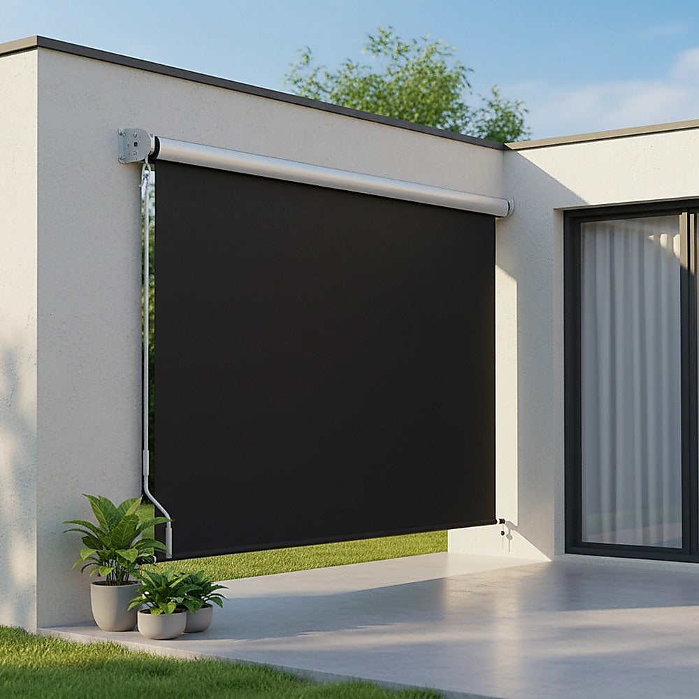 Retractable Straight Drop Roll Down Awning Garden Patio Screen 3.0X2.5M V63-842961