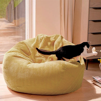 Jumbo Cord Beanbag Chair Cover Unfilled Large Bean Bag - Mustard V63-842981