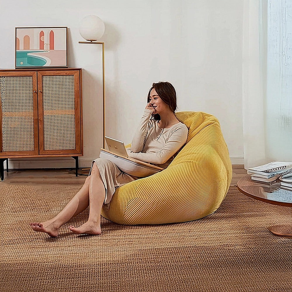Jumbo Cord Beanbag Chair Cover Unfilled Large Bean Bag - Mustard V63-842981