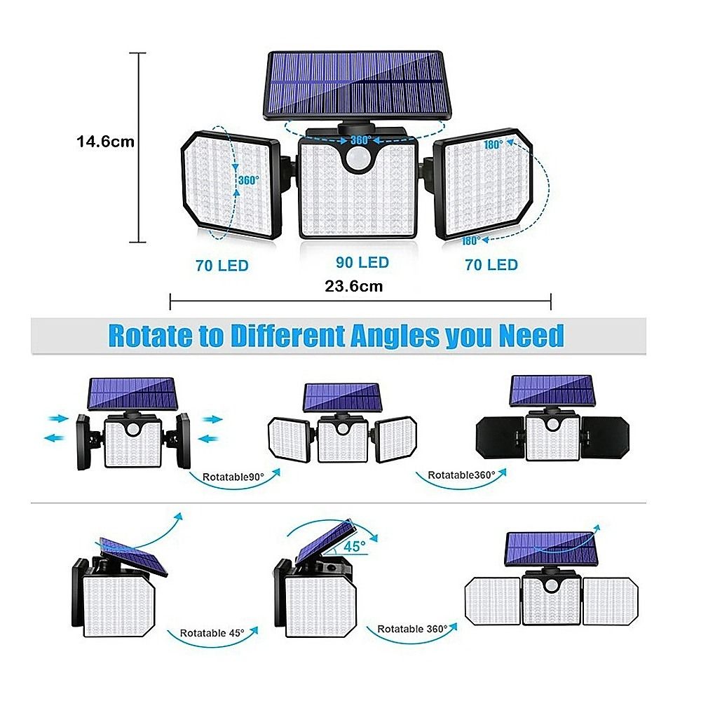 230 LED Solar Lights Outdoor 260LM Waterproof Motion Sensor Security Wall Lamp V63-843001
