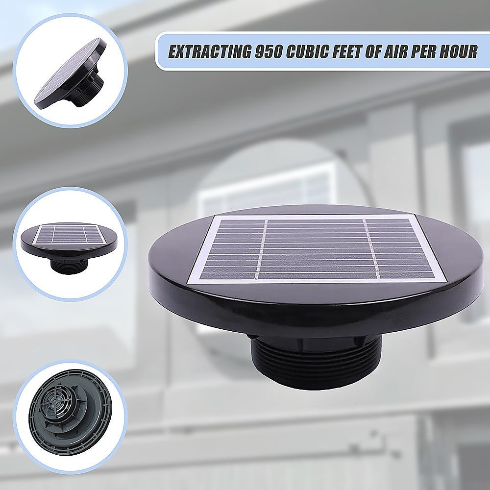 Solar Powered Roof Fan Ventilator Loft Vent for Boat RV Greenhouse Shed Caravan V63-843011