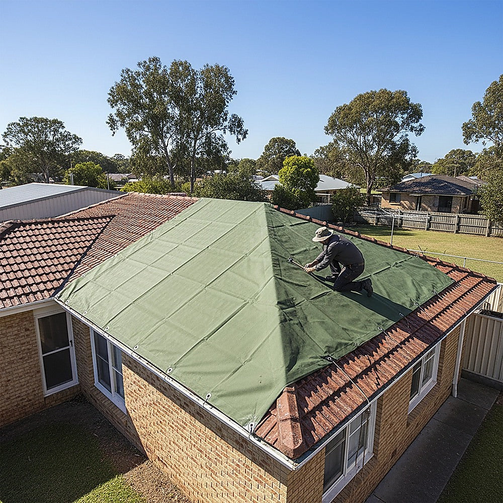 3x4M Army Heavy Duty Waterproof Canvas Tarp Tarpaulin Sun Blocked Dustproof V63-843021