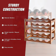 Bamboo Stackable Modular Freestanding Countertop Wine Shelf Rack V63-843051