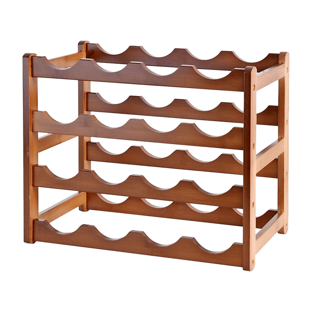 Bamboo Stackable Modular Freestanding Countertop Wine Shelf Rack V63-843051