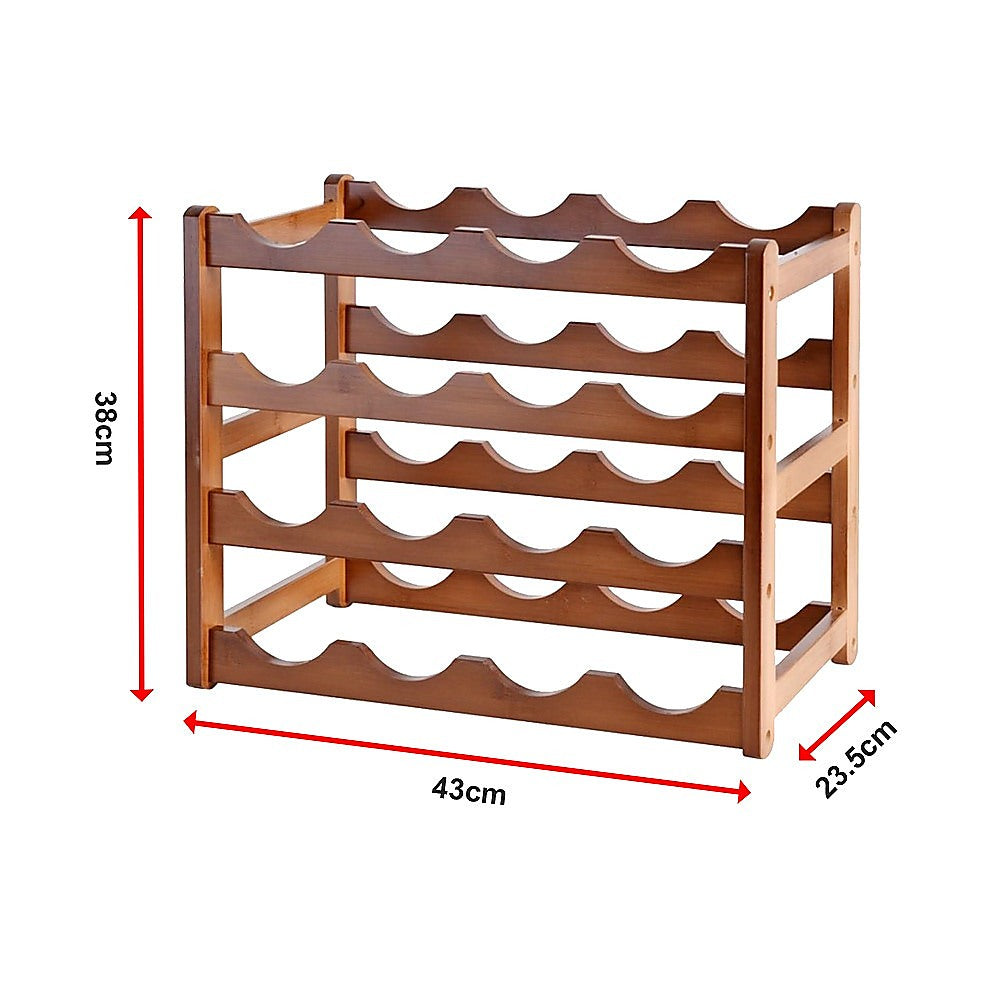Bamboo Stackable Modular Freestanding Countertop Wine Shelf Rack V63-843051