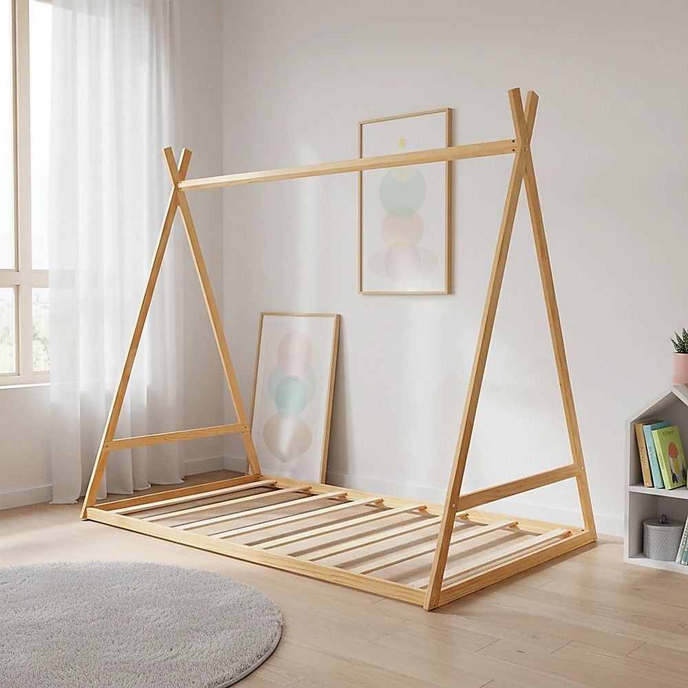 Kids Tent Montessori Toddler Floor Bed Wooden Bedframe V63-843061
