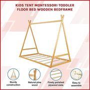 Kids Tent Montessori Toddler Floor Bed Wooden Bedframe V63-843061