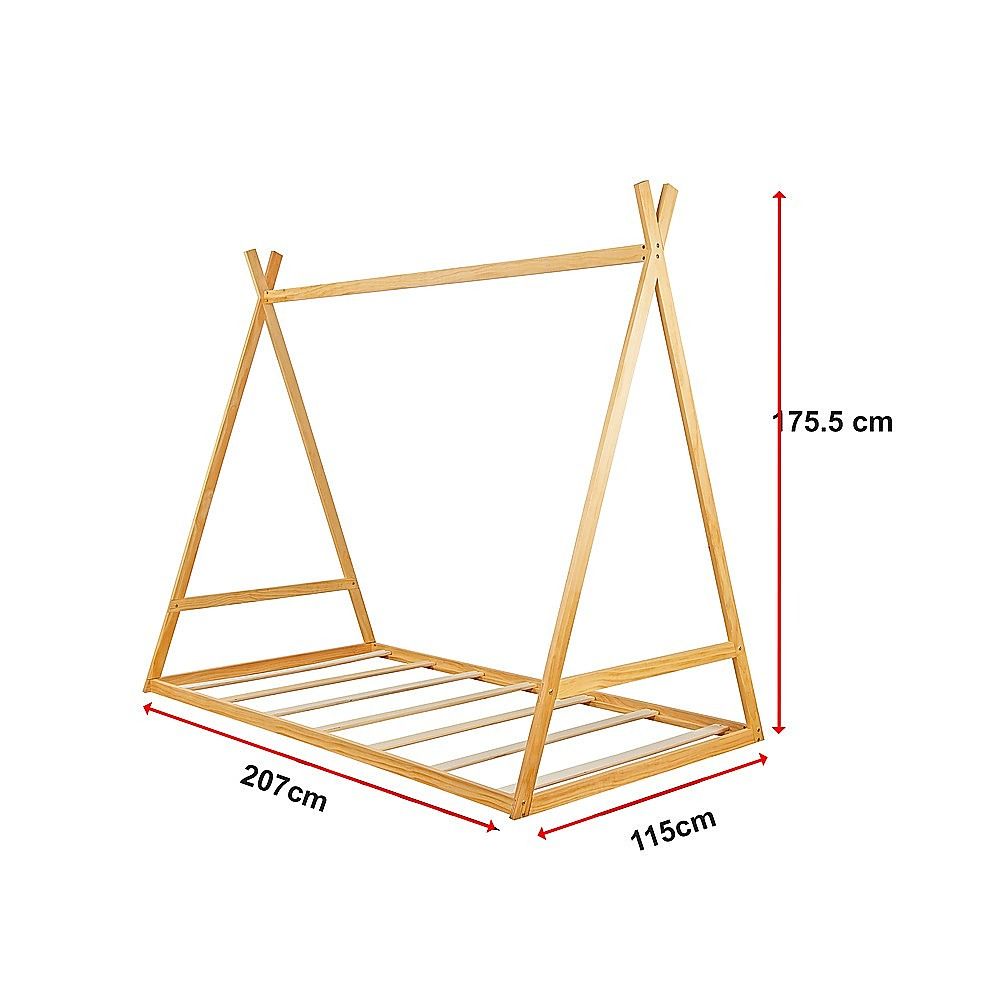 Kids Tent Montessori Toddler Floor Bed Wooden Bedframe V63-843061