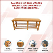 Bamboo Shoe Rack Wooden Bench Storage Organiser Cabinet Holder Stool V63-843071