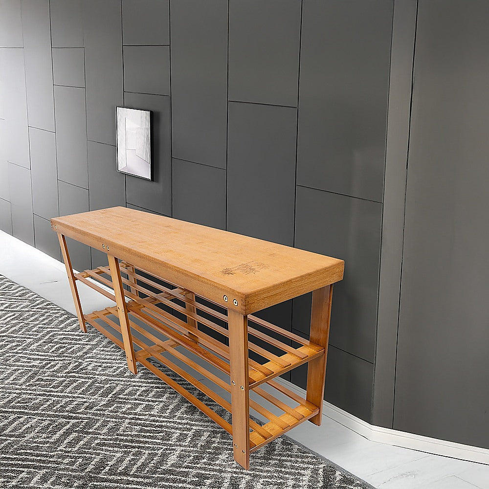 Bamboo Shoe Rack Wooden Bench Storage Organiser Cabinet Holder Stool V63-843071