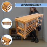 Bamboo Shoe Rack Wooden Bench Storage Organiser Cabinet Holder Stool V63-843071