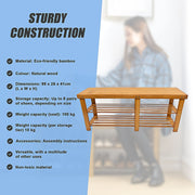 Bamboo Shoe Rack Wooden Bench Storage Organiser Cabinet Holder Stool V63-843071