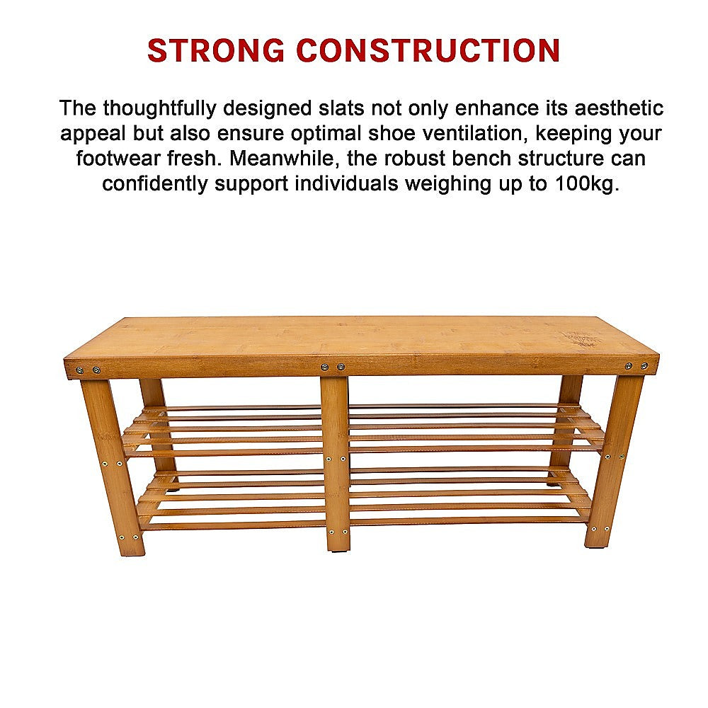 Bamboo Shoe Rack Wooden Bench Storage Organiser Cabinet Holder Stool V63-843071