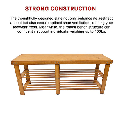Bamboo Shoe Rack Wooden Bench Storage Organiser Cabinet Holder Stool V63-843071