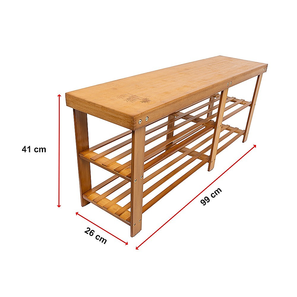 Bamboo Shoe Rack Wooden Bench Storage Organiser Cabinet Holder Stool V63-843071