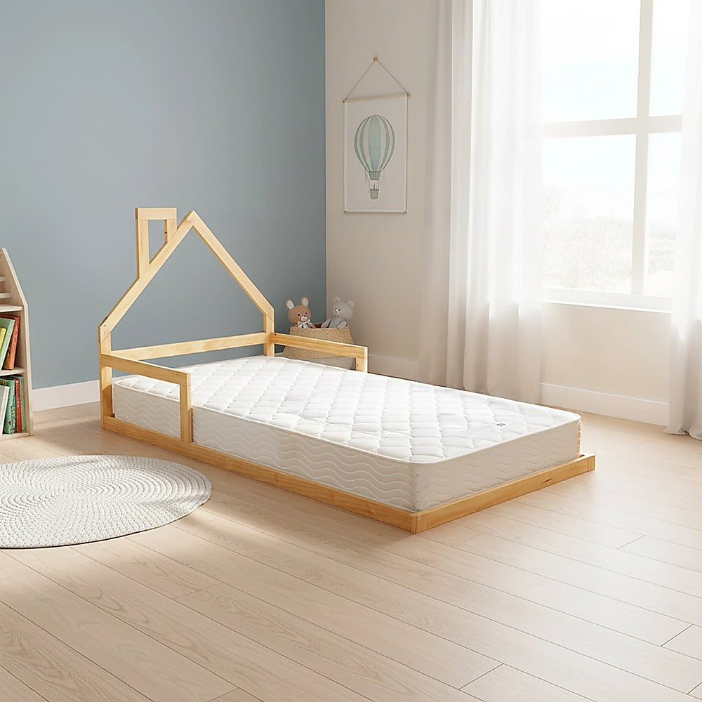 Pine Wood Floor Bed House Frame for Kids and Toddlers V63-843091