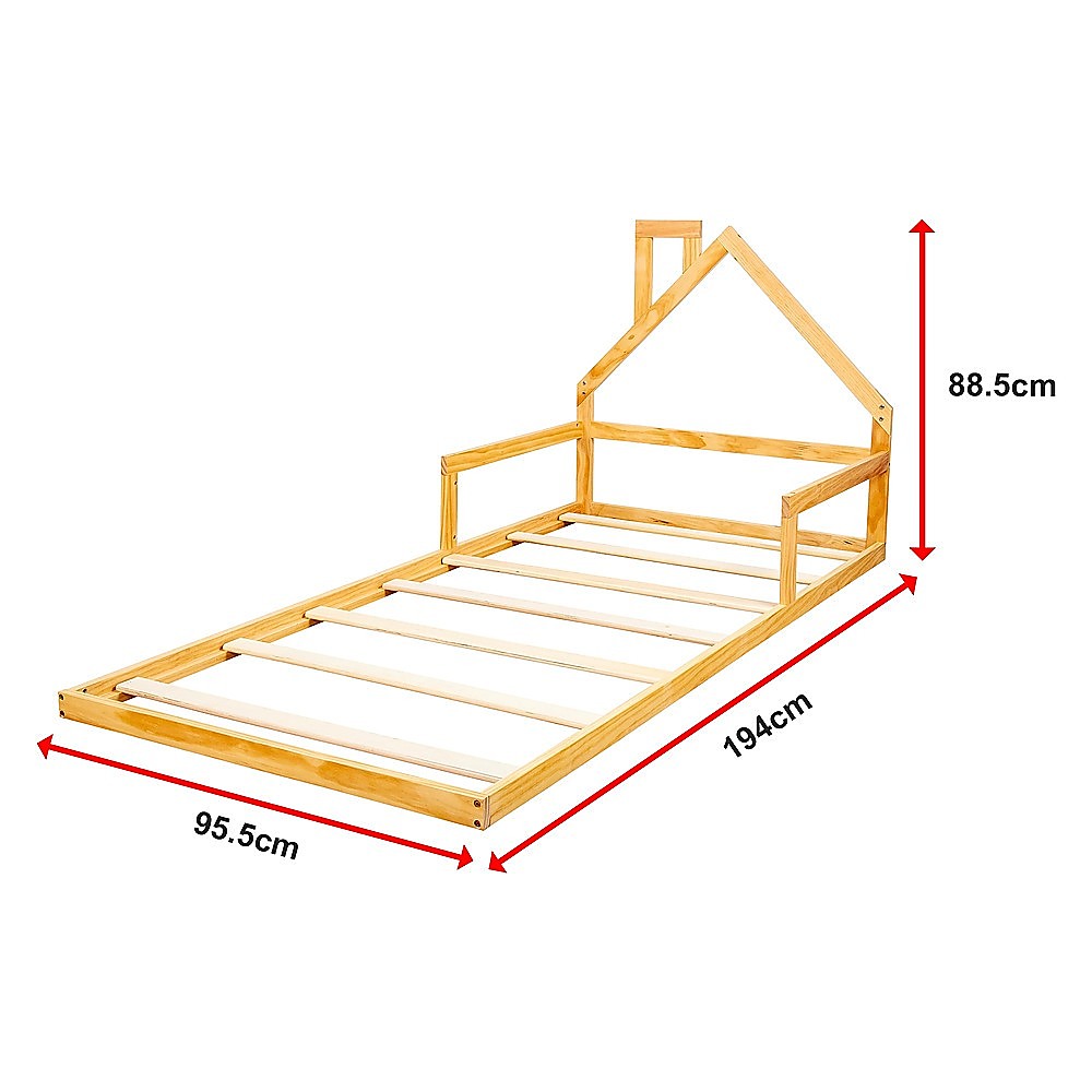 Pine Wood Floor Bed House Frame for Kids and Toddlers V63-843091