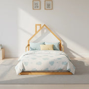 Pine Wood Floor Bed House Frame for Kids and Toddlers V63-843101