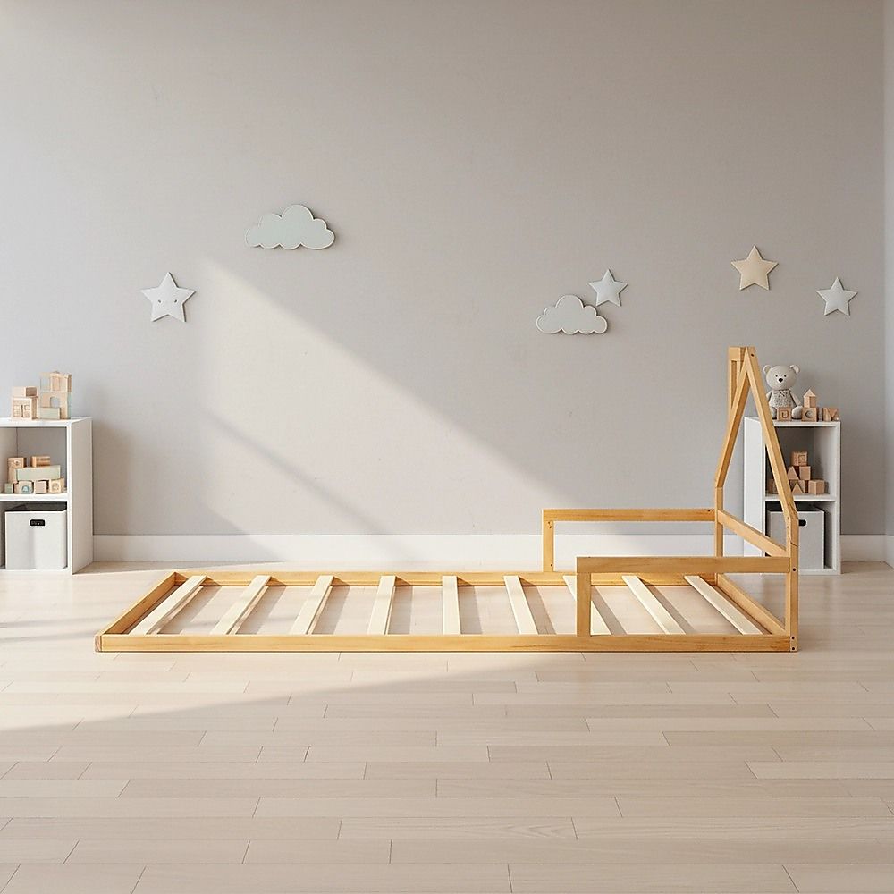 Pine Wood Floor Bed House Frame for Kids and Toddlers V63-843101