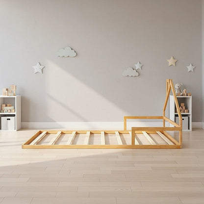 Pine Wood Floor Bed House Frame for Kids and Toddlers V63-843101