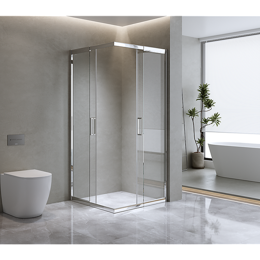 Adjustable 1100x1000mm Double Sliding Door Glass Shower Screen in Chrome V63-843401