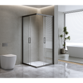 Adjustable 900x900mm Double Sliding Door Glass Shower Screen in Black V63-843771