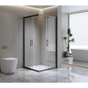 Adjustable 900x1000mm Double Sliding Door Glass Shower Screen in Black V63-843781