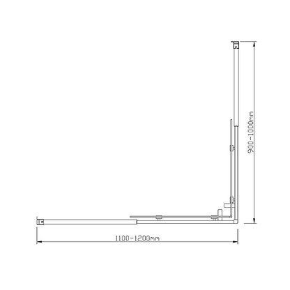 Adjustable 1200x1000mm Double Sliding Door Glass Shower Screen in Black V63-843901