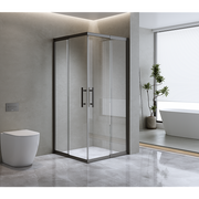 Adjustable 1000x1200mm Double Sliding Door Glass Shower Screen in Black V63-844151