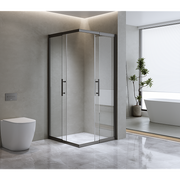Adjustable 1000x1200mm Double Sliding Door Glass Shower Screen in Black V63-844151