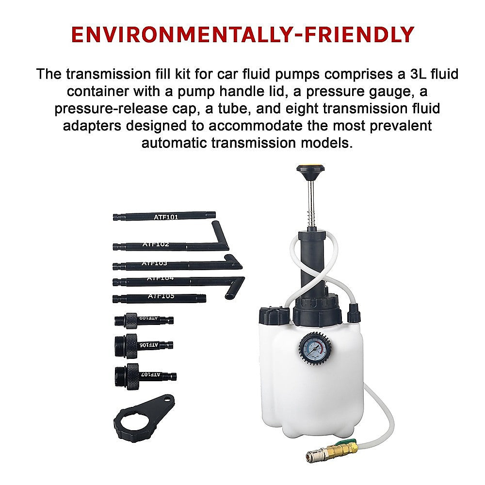3L Transmission Oil Filling System Fluid Pump Manual Tool With 8pc ATF Adaptors V63-844271