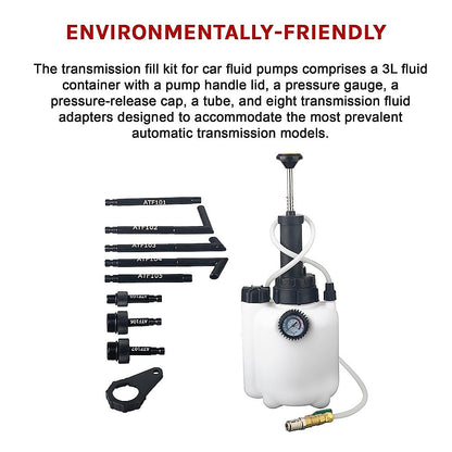 3L Transmission Oil Filling System Fluid Pump Manual Tool With 8pc ATF Adaptors V63-844271