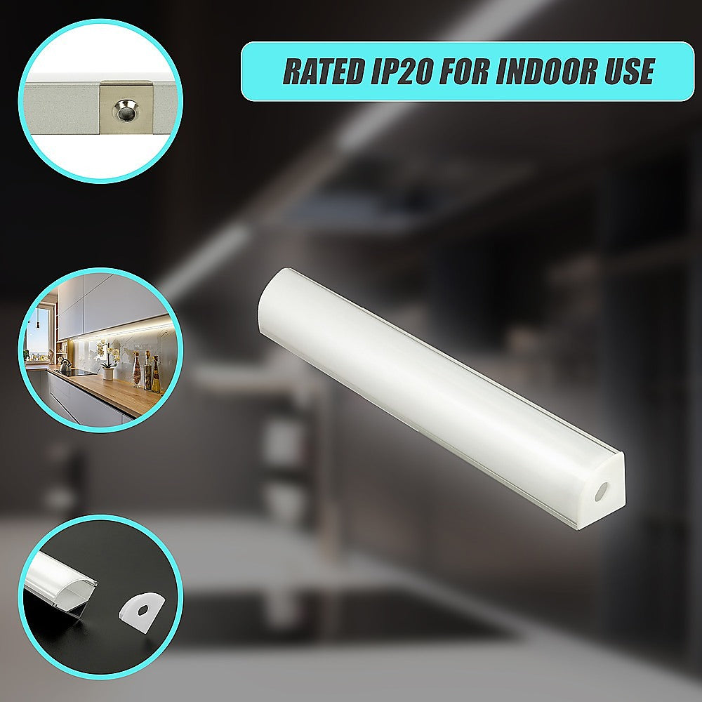 10 x 1M V-Style Aluminium LED Strip Light Channels for Cabinet Lighting V63-844301