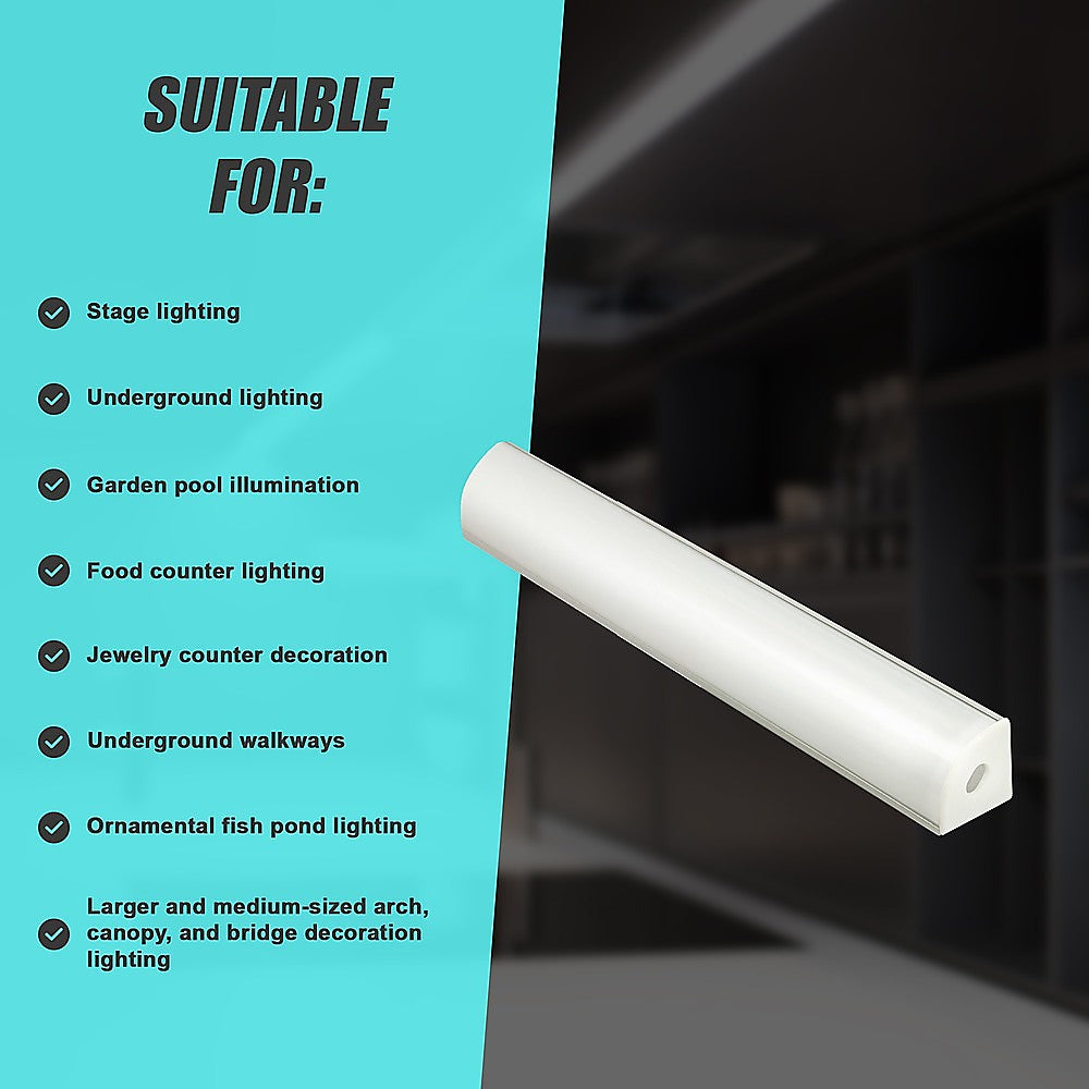 10 x 1M V-Style Aluminium LED Strip Light Channels for Cabinet Lighting V63-844301